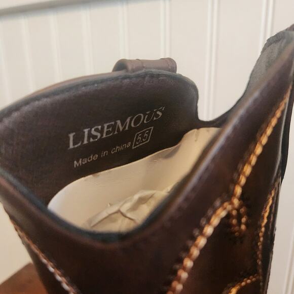 LISMOUS BROWN COWBOY BOOTS WOMENS SIZE 5.5 NEW - Picture 6 of 7